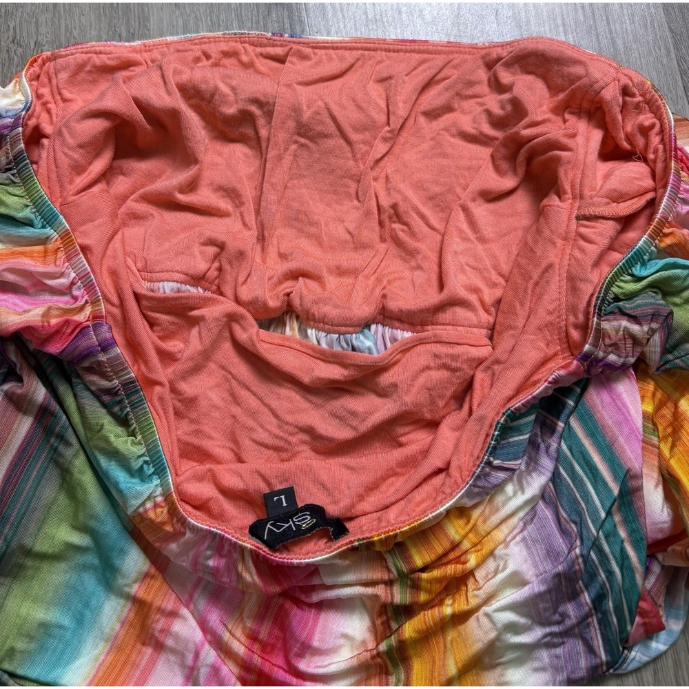 Sky Brand Smocked Flowy Top Boho Babydoll Fairy Size L Festival Striped Y2K - Picture 6 of 8